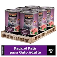 Pack x6 Paté Gato Leonardo Quality Selection Conejo 400 gr
